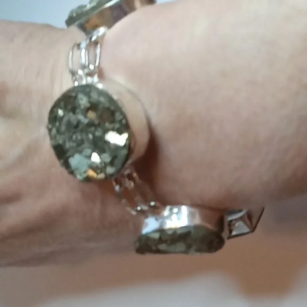 Apache Pyrite Druzy Gemstone Bracelet 58 Gms
